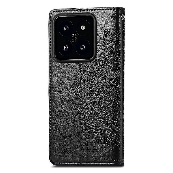 Til Xiaomi 14T Etui Mandala Præget Design Læder Wallet Telefon Cover - Grøn Multicolor Black