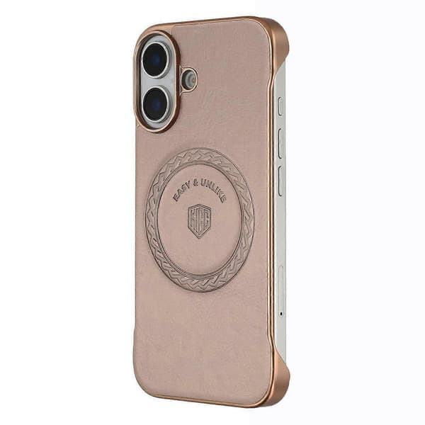 KIGC Magnetisk etui til iPhone 16 Elektroplettering PC+PU Telefon Bagcover Multicolor Gold