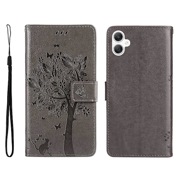 KT Imprinting Flower Series-3 Fodral för Samsung Galaxy A06 Katt Träd Mönster Flip Läder Telefonskydd Multicolor Style E