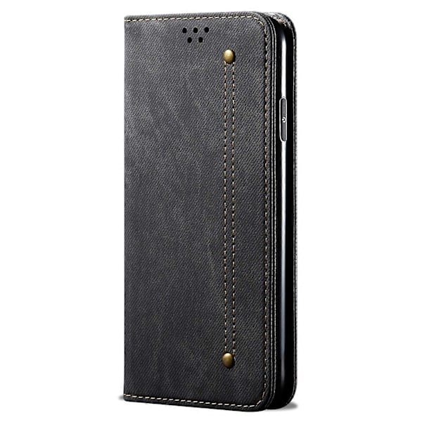 Skal till iPhone 16 Plus Jeans Tyg Textur Anti-Repor Läder Ställ Telefonskydd