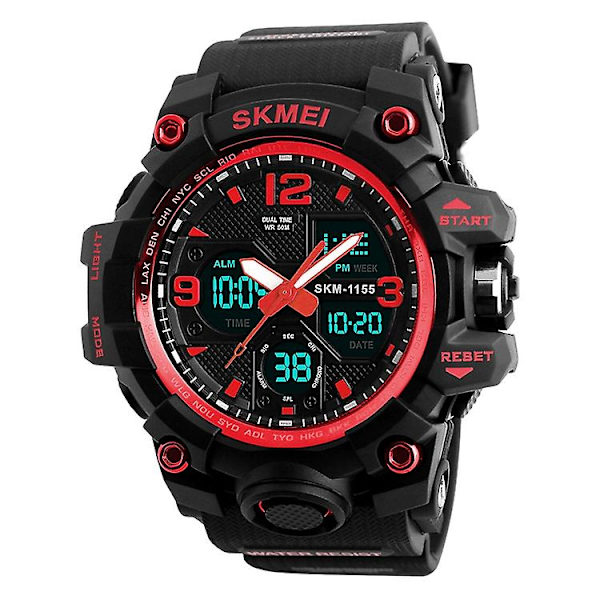 Skmei 1155b multifunktionell män utomhussport Noctilucent vattentät watch med stor urtavla Red