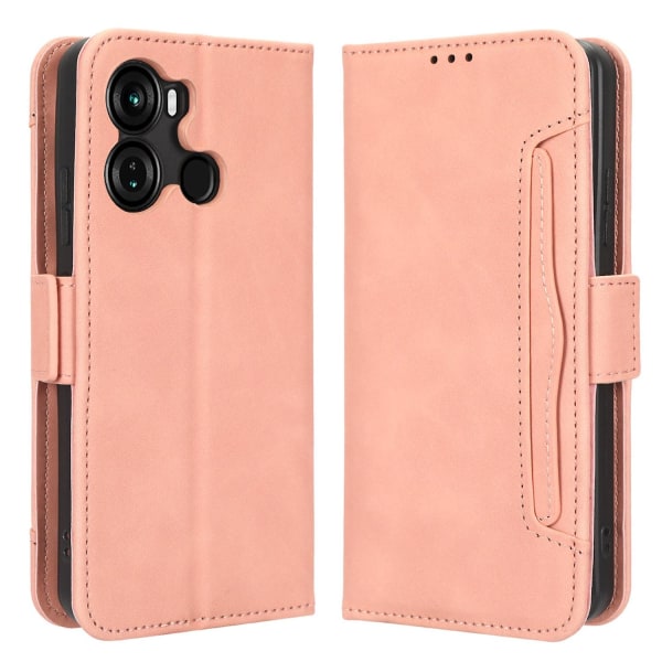 För Itel P40 phone case Flera kortplatser Läderfodral Cover Mobiltelefonskal Pink