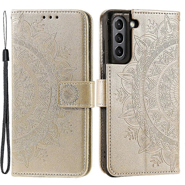 Präglat Mandala Blomma Plånbok Läderfodral för Samsung Galaxy S21 FE Multicolor Style H