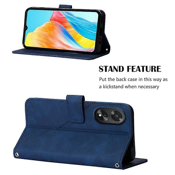 YB Imprinting Series-1 Oppo A38 4G puhelinkotelo jalustalla, lompakko, nahkakansi ja hihna