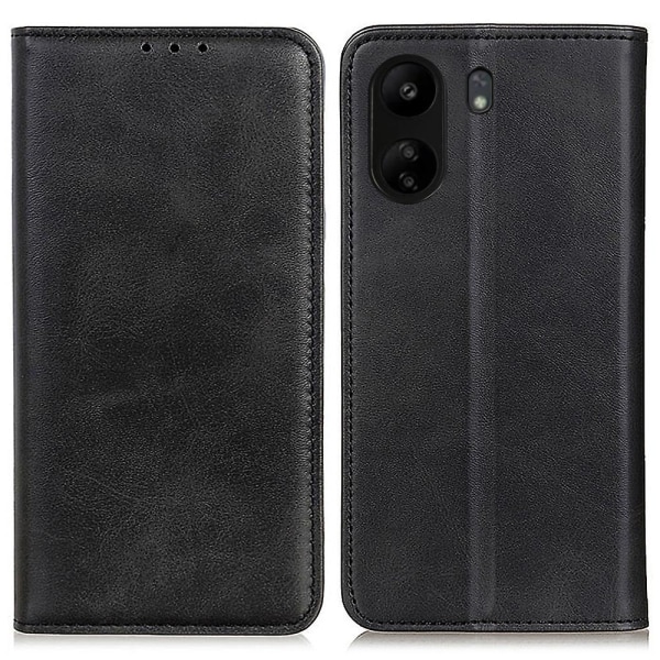 För Xiaomi Redmi 13c Case Split Läder Magnetisk Autoabsorberad Cover Black