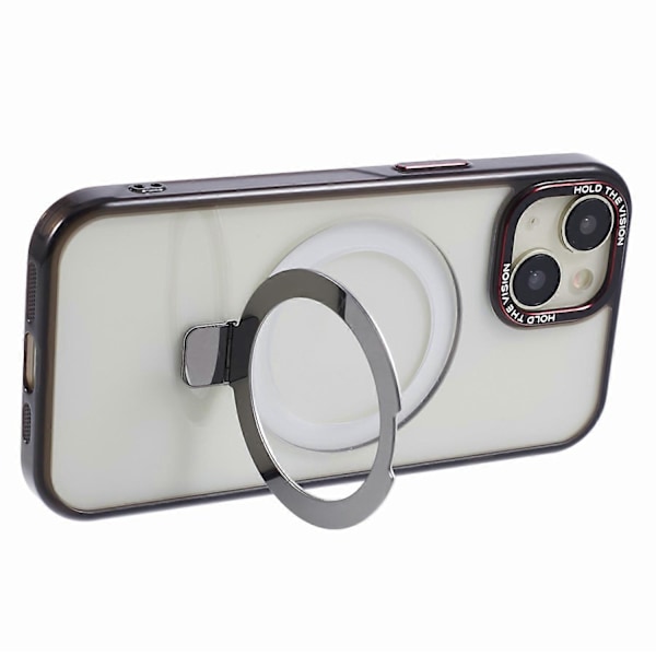 Läpinäkyvä TPU+PC suojakuori iPhone 15 Plus -puhelimelle, näkymätön jalusta ja magneettinen puhelinkuori Multicolor Style F