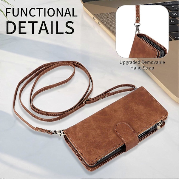 Fodral för Samsung Galaxy Z Fold6 5G med dragkedjeficka, läderfodral med axelrem Multicolor Style D
