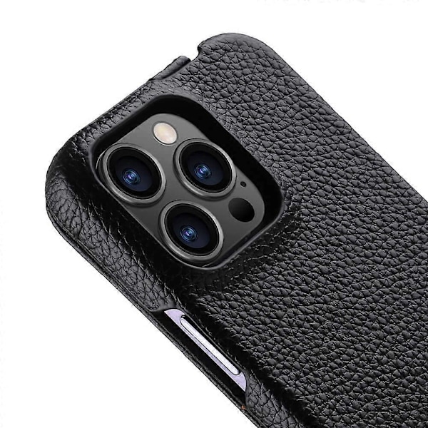 MELKCO Fodral för iPhone 15 Pro Litchi Textur Vertikal Flip Äkta Läder+PC-skydd Multicolor Style A