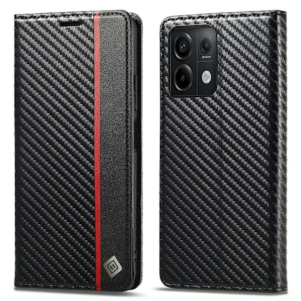 LC.IMEEKE Xiaomi Redmi Note 13 4G Lompakkokotelo Hiilikuitukuvioinen Nahkainen Käännettävä Puhelinkotelo Multicolor Vertical Stripe