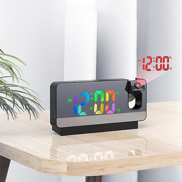 Led Digital Projection180Mute Elektronisk Klocka Takprojektor För Sovrum Vit