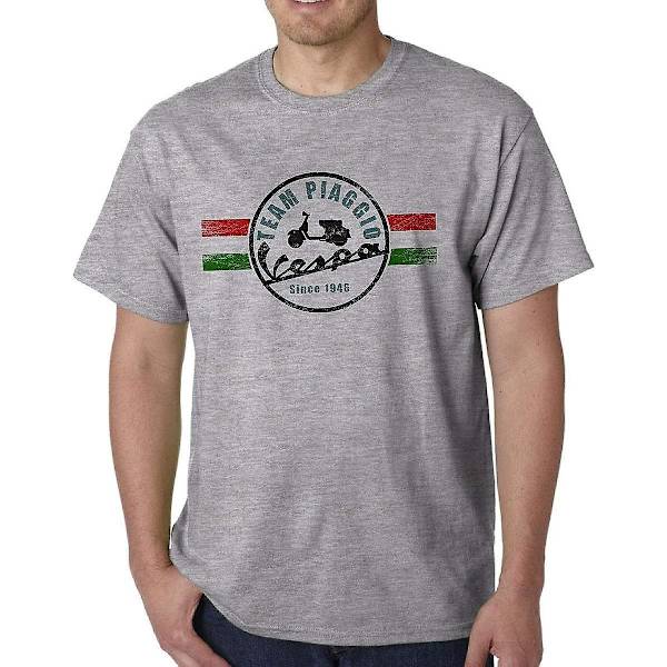 Klassisk Vespa Scooter Retro Italiensk Mods Distressed Print Sport Grå T-shirt Herre Rund Hals Korte Ærmer Bomulds T-shirt Mode Afslappet Toppe Beklædning Grey XL