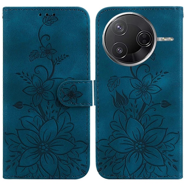 Etui til Xiaomi Poco F7 Pro 5G/ F7 Ultra 5G/ Redmi K80 Pro 5G/ K80 5G Lily Blomst Præget Læder Ph Multicolor Dark Blue