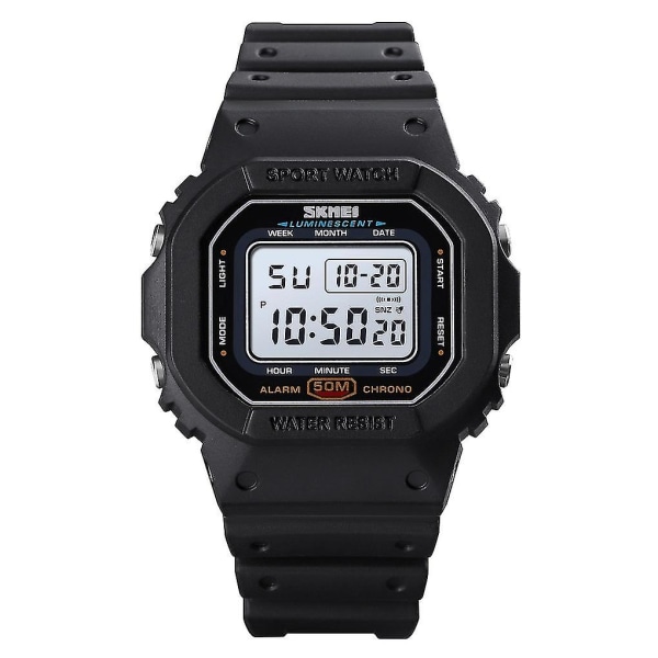 Skmei 1608 Vattentät Timing Sport Electronic Watch Svart