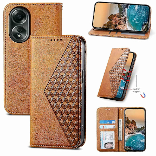 Til Oppo A58 4G Etui Præget PU Læder Telefon Cover med Wallet Stand Multicolor Style A