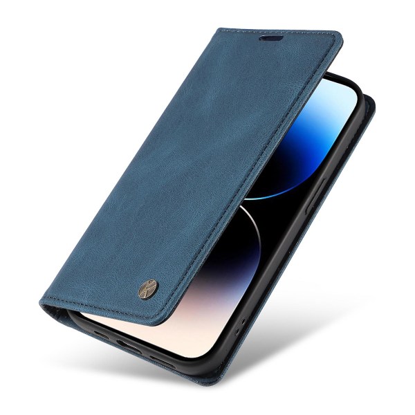 Til Iphone 15 Pro Max Hud-berørings PU Læder Shell Wallet Stand Telefon Cover Blue