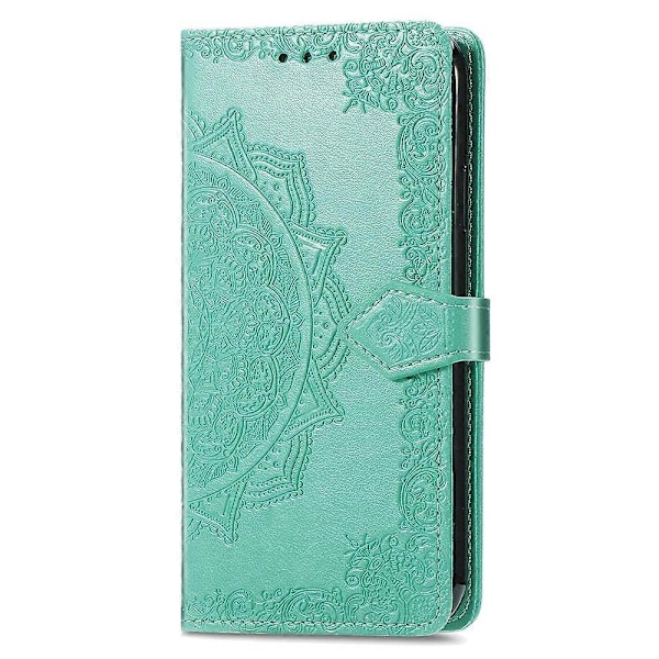 Til Xiaomi 14T Etui Mandala Præget Design Læder Wallet Telefon Cover- Multicolor Green