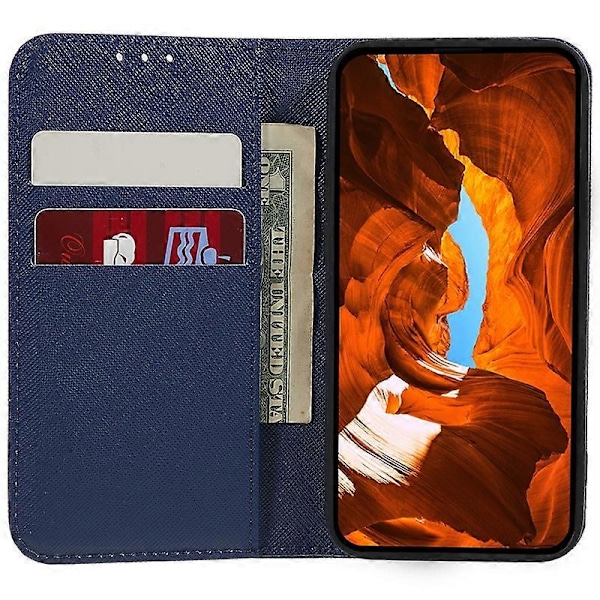 Til Xiaomi Poco M6 5G/Redmi 13C 5G/13R 5G Stødsikkert Telefoncover Kryds Tekstur Magnetisk PU Læder C Multicolor Dark Blue