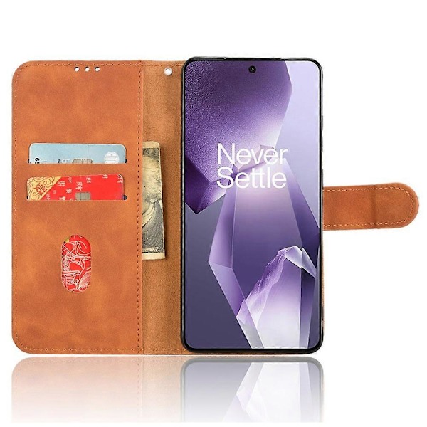 Læder Etui til OnePlus 13R 5G/Ace 5 Pro 5G Hudfølelse Anti Drop Wallet Flip Telefon Cover Multicolor Brown