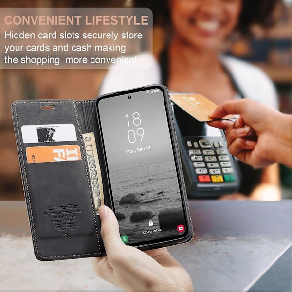 CASEME 013 -sarjan puhelinkotelo Samsung Galaxy A54 5G:lle PU-nahkakotelo Lompakkoteline Iskunkestävä suojus Multicolor Style E