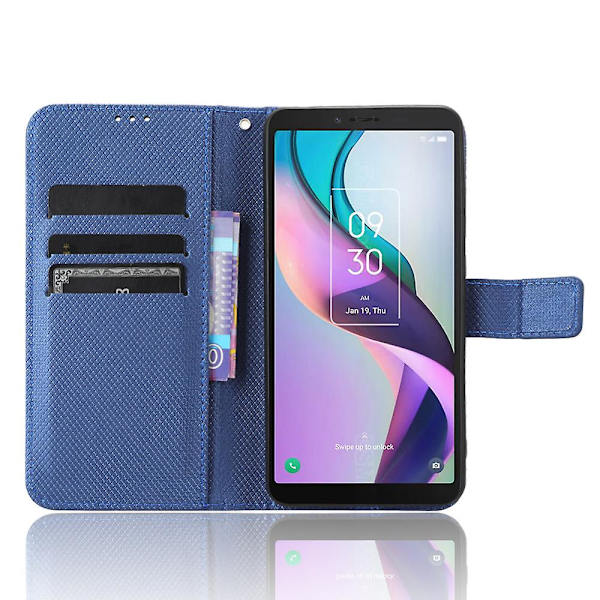För Tcl Ion X Diamond Texture Läder Phone Case anti-scratch Cover Blue