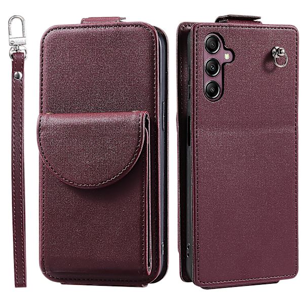 Fullt skydd Läder+tpu Vertikalt Flip Stand Skyddande phone case för Samsung Galaxy A54 5g Wine Red