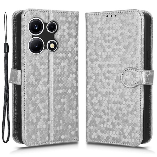Til Infinix Note 30 Vip 5g Telefon Wallet Etui Dot Præget Stativ Pu Læder Cover Silver