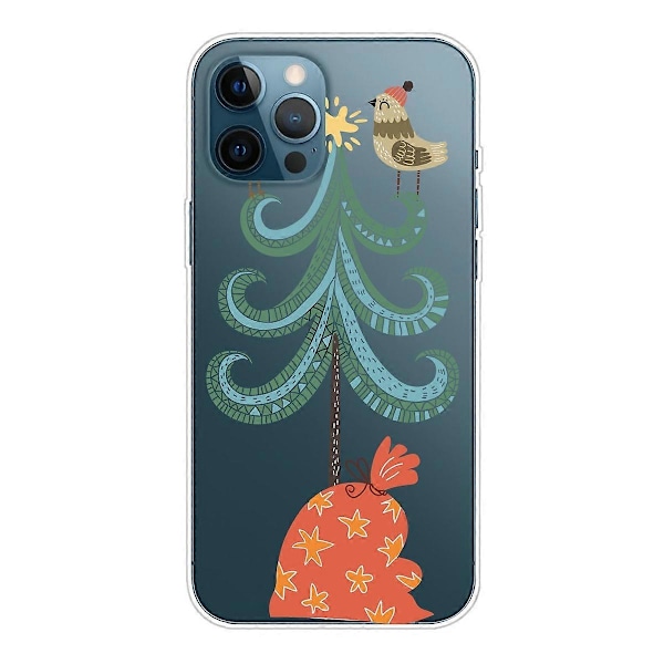 iPhone 16 Pro -kuori, jouluaiheinen pehmeä TPU-puhelinkuori - Orava Multicolor Bird on Tree