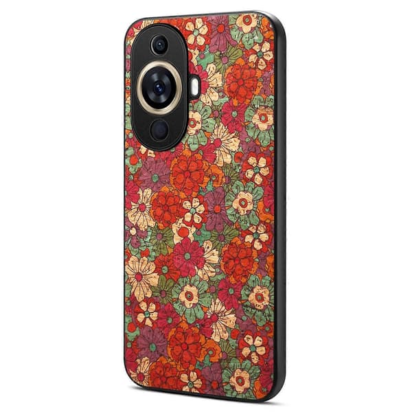 Blomstermønstret støtsikkert deksel til Huawei nova 11/nova 12s 4G/nova 12 Lite 4G Multicolor Summer/Red