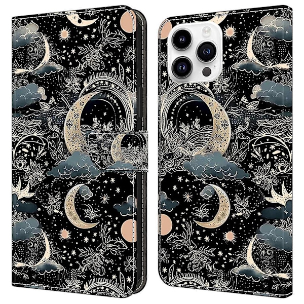 För iPhone 16 Pro Fodral PU Läder Plånbok Flipskydd med Ställfunktion Multicolor Style E