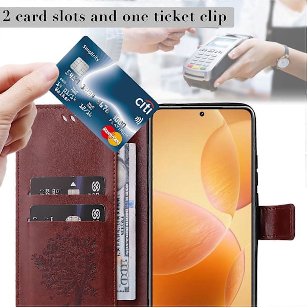 KT Imprinting Flower Series-3 til Xiaomi 14T Pro Etui Katte Træ Mønster Flip Læder Telefon Cover Multicolor Style H