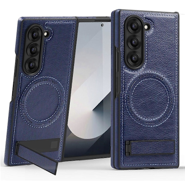 Til Samsung Galaxy Z Fold6 5G Magnetisk Etui Læder Støtteben Telefon Cover Kompatibelt med MagSafe Multicolor Sapphire