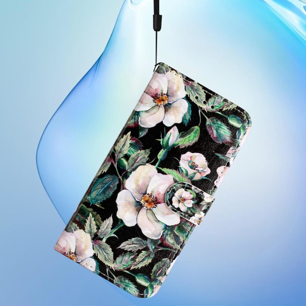 Mönsterutskrift Cover För Iphone 15, Pu Läderställ Anti- cover Magnolia