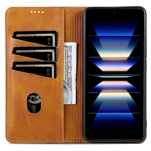 AZNS Xiaomi Redmi K70 Ultra -kotelo, lehmännahkajäljitelmä PU-nahkainen lompakkokotelo - Vihreä Multicolor Brown
