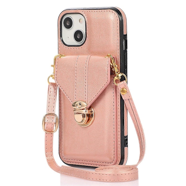 För iPhone 15 Plus Telefonskal Ställ PU Läderbelagd TPU Telefonskydd Kortfodral Multicolor Style D