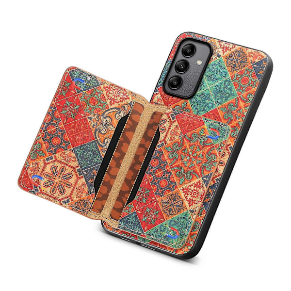 Samsung Galaxy A05s 4G -kotelo, värikäs kukkakuvioinen nahkainen takakansi korttipidikkeellä ja jalustalla Multicolor Style C