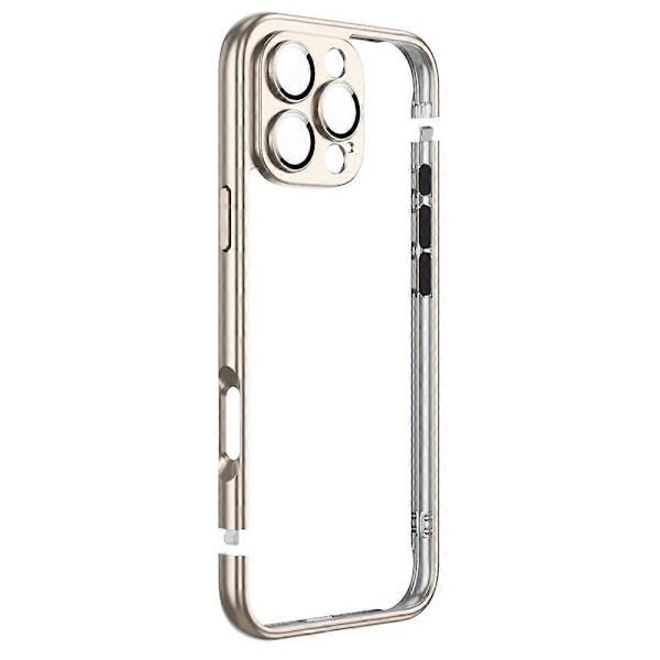 For iPhone 16 Pro Bumperdeksel Elektroplettering Hard PC Beskyttelsesdeksel med Kameralinsefilm Multicolor Gold