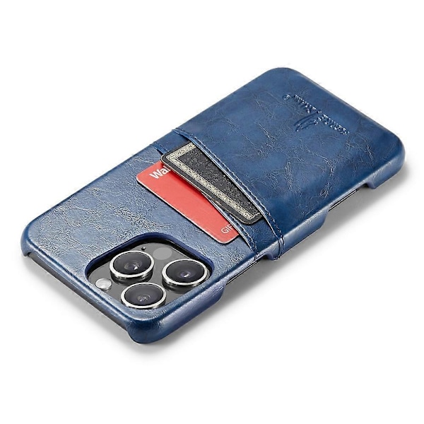 FIERRE SHANN Etui til iPhone 16 Pro Vokset PU Læder+PC Kortholder Telefoncover Multicolor Style E