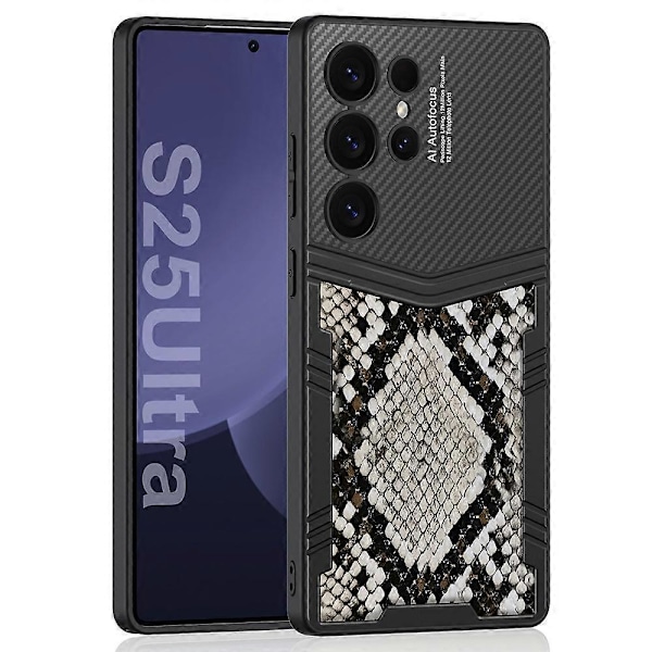 GKK Etui til Samsung Galaxy S25 Ultra, tekstureret PU+PC+TPU telefoncover - Krokodille tekstur Multicolor Python Texture