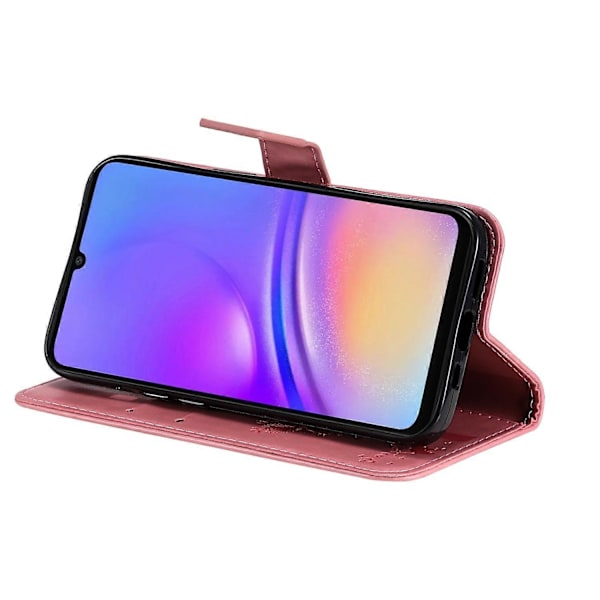 KT Imprinting Flower Series-3 til Samsung Galaxy A06 Etui Katte Træ Mønster Flip Læder Telefon Cover Multicolor Style A