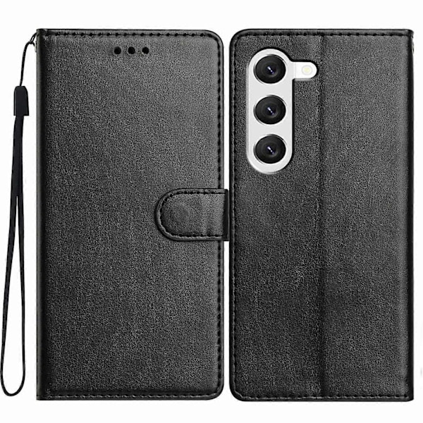 För Samsung Galaxy S23+ Läder Telefonfodral Plånbok Ställ Skydd med Praktisk Rem - Grön Multicolor Black