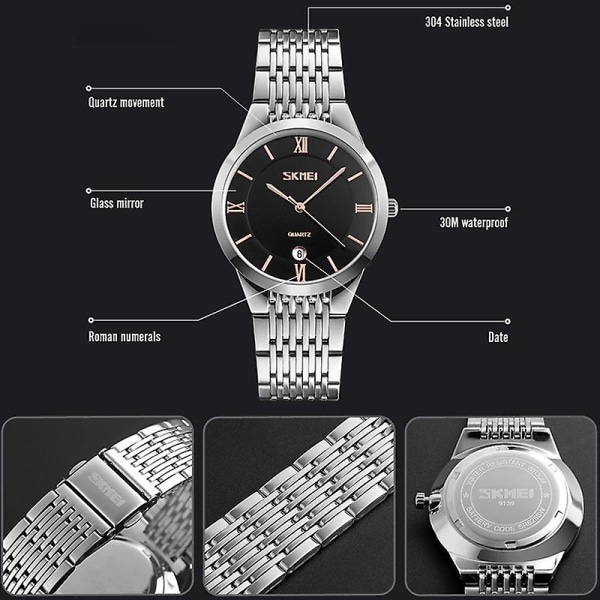 Skmei 9139 vattentät watch för män (svart silver) Not Specified
