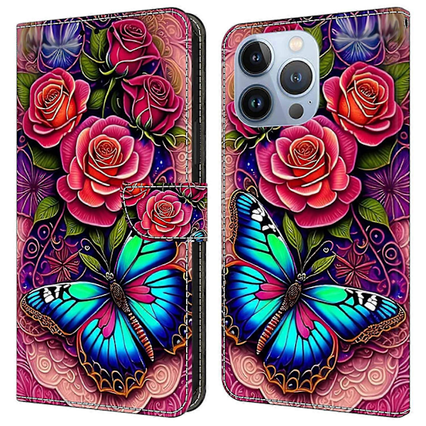 iPhone 16 Pro Max -kotelo PU-nahkainen lompakkokotelo seisontatoiminnolla Multicolor Style F
