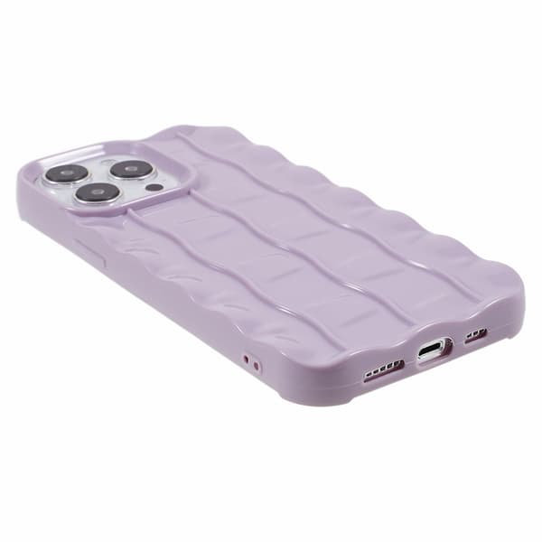 För Iphone 14 Pro 3d Stripes Pattern Phone case Flexibelt Tpu Stötsäkert cover Purple