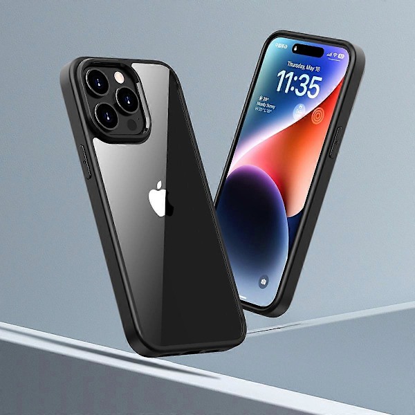 Mobilskal för iPhone 15 Pro, Transparent PC-baksida + TPU-ram Anti-repskydd Multicolor Style C