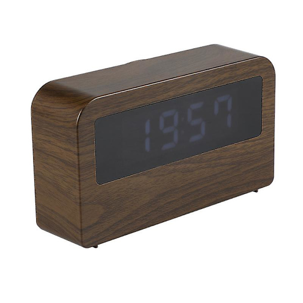 Puinen kirjalampun USB:llä ja herätyskellolla, LED-paperilamppu yövalo kotiin ja toimistoon brown