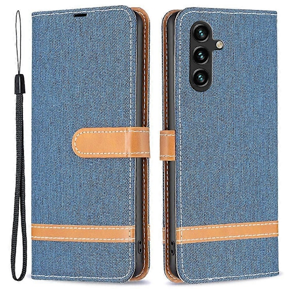 Skal till Samsung Galaxy A15 4G Jeans Tyg Splicing PU Läder Telefonfodral Multicolor Style F