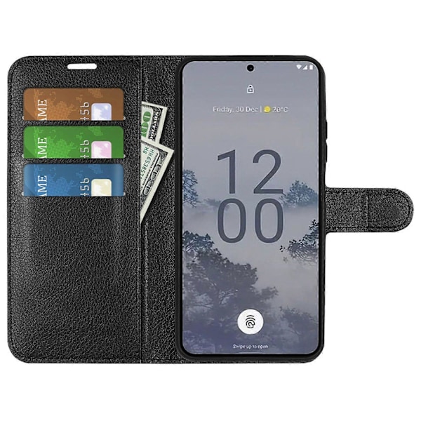 För Nokia X30 5G PU Läder Telefonfodral Litchi Textur Plånbok Skyddande Telefonställ Skydd