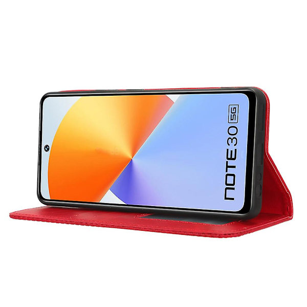 Stativ case För Infinix Note 30 4g/x6833b/x6716b Magnetisk stängning Telefon Retro Pu Cover Red