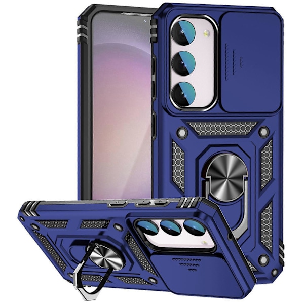 För Samsung Galaxy S23 FE Skal Skjutbart Kameralock PC+TPU Mobilskal med Ringstativ Multicolor Style D