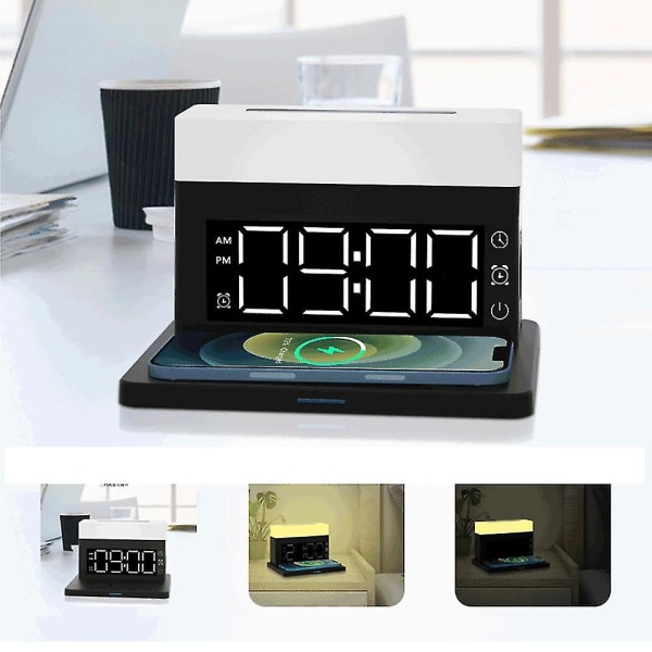 15w 4in1 Fast Wireless Charr D For 13 12 11 Xr Led-lampa Med Alarm C För